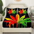 thumbnail image 3 of Erosebridal Boho Marijuana Bed Sheets Set Twin Size, Bohemian Cannabis Bedding Sets Twin Size, Microfiber 3 Pieces, 3 of 6
