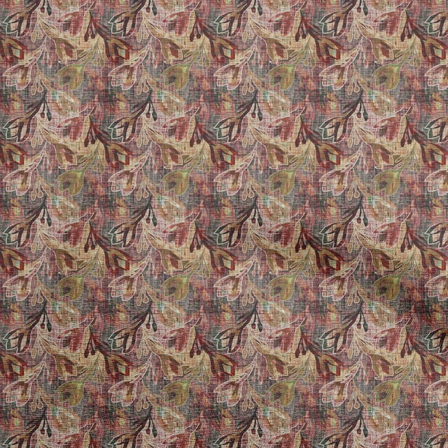 oneOone Georgette Viscose Brown Fabric Texture Leaf Sewing Material Print Fabric By The Yard 42 Inch Wide