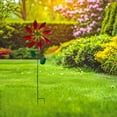 thumbnail image 6 of simhoa Outdoor Wind with Stake Flower Garden Stake Crafts 360 degree Rotating Metal Windmill Yard Art for Backyard Home Decoration red, 6 of 9