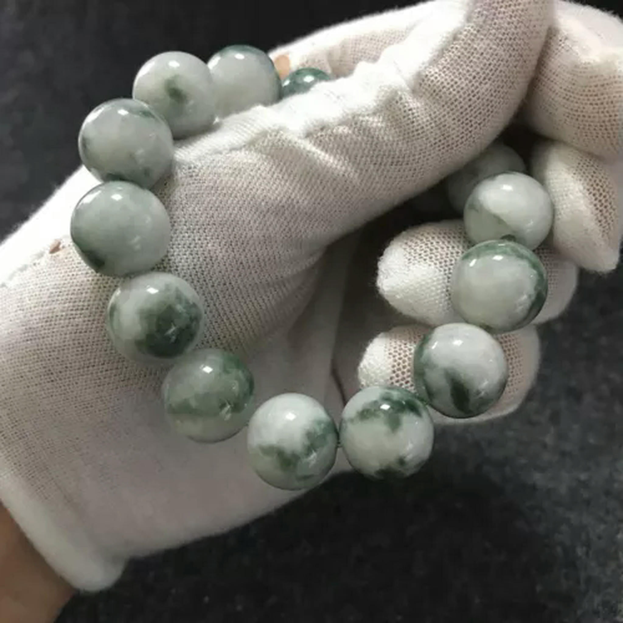 EOEMY 14mm Certified Burma Jade Bracelet Beaded Bracelet Jade Bangle For Men Women