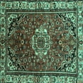 thumbnail image 1 of Ahgly Company Machine Washable Indoor Square Persian Turquoise Blue Traditional Area Rugs, 3' Square, 1 of 4