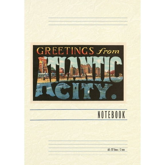 Vintage Lined Notebook Greetings from Atlantic City, New Jersey, (Paperback)