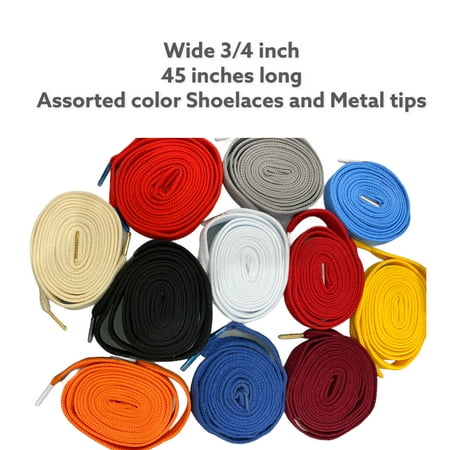 

NEW Fat 3/4 Ex Wide 45 Long Shoelaces With Metal Tips High Quality Plush Finish ( MPN:45 inch Burgundy & Gold Tips;)