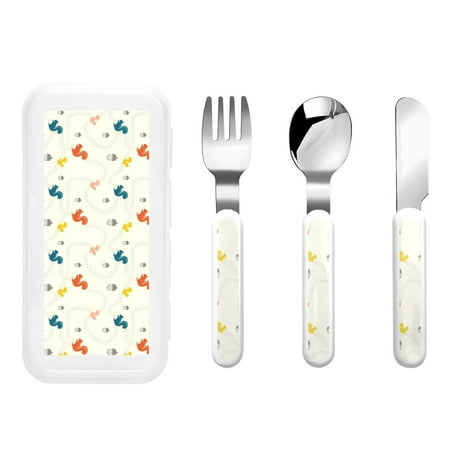 

Qokaie colorful Squirrel Nuts for Stainless Steel Kids Silverware Set - Children’s Utensil Set - Children s Knife Fork And Spoon Set