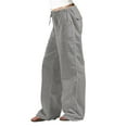 thumbnail image 2 of Gubotare Women's Pants Casual Womens Casual Pants Straight Leg Drawstring Elastic High Waist Loose Comfy Trousers with Pockets (Grey,5XL), 2 of 4