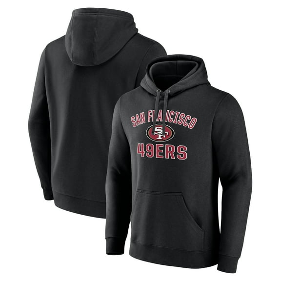 Men's Black San Francisco 49ers Victory Arch Team Fitted Pullover Hoodie
