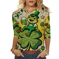 thumbnail image 2 of HOMBOM St.Patricks Day Shirts for Women Spring Irish Graphic Tees Basic Happy Patrick's Day 3/4 Sleeve Womens Tshirts, 2 of 8