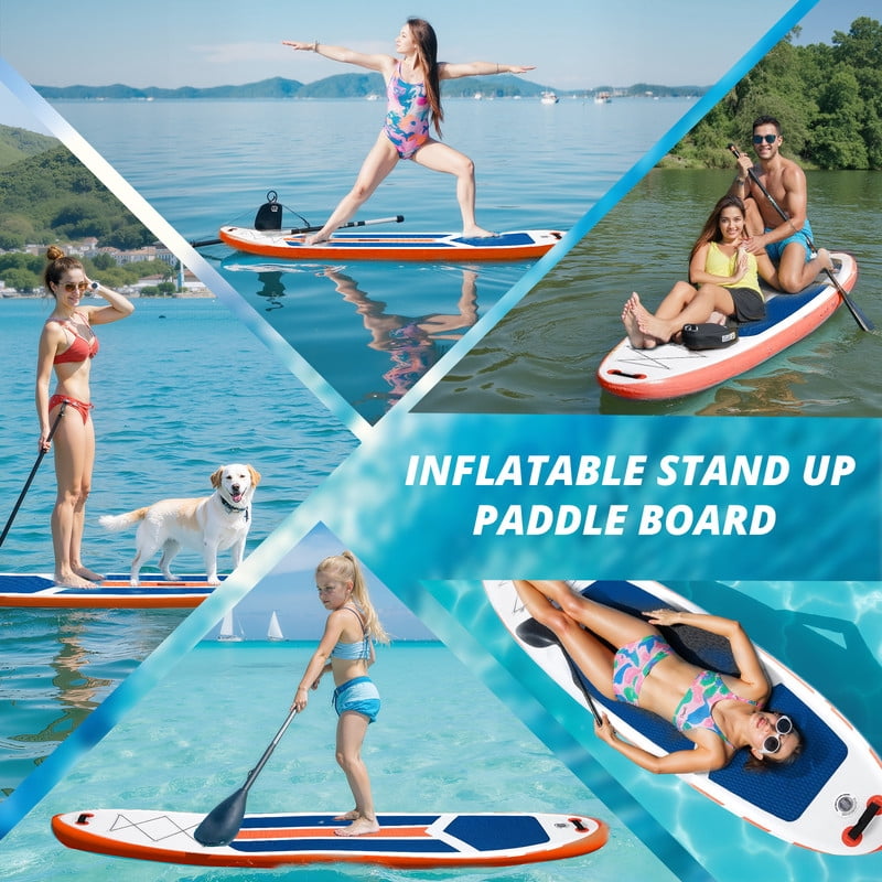 Simenmax Inflatable Stand Up Paddle Board, 400lbs Capacity SUP with Non-Slip EVA Deck, Adjustable Paddle & Backpack, Premium PVC, BlueOrange