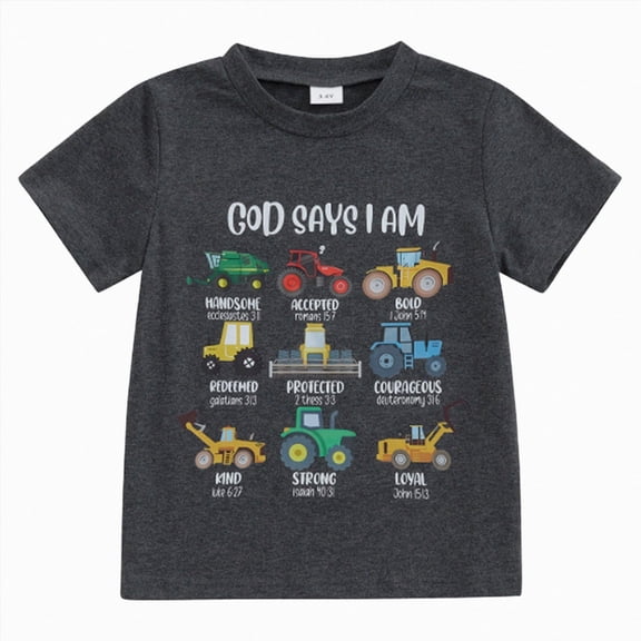 WUANDIXFA Boys Short Sleeve T-Shirt Dinosaur Cute Kids for 18 24 Months 2T3T4T5T6T Cotton Tees Crewneck Tops Basic Shirts,Black,4-5 Years