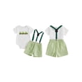 thumbnail image 2 of Gupgi 2Pcs Baby Boys Spring Outfits Infant Boy Short Sleeve Golf Cart Print Romper + Suspender Shorts, 2 of 9
