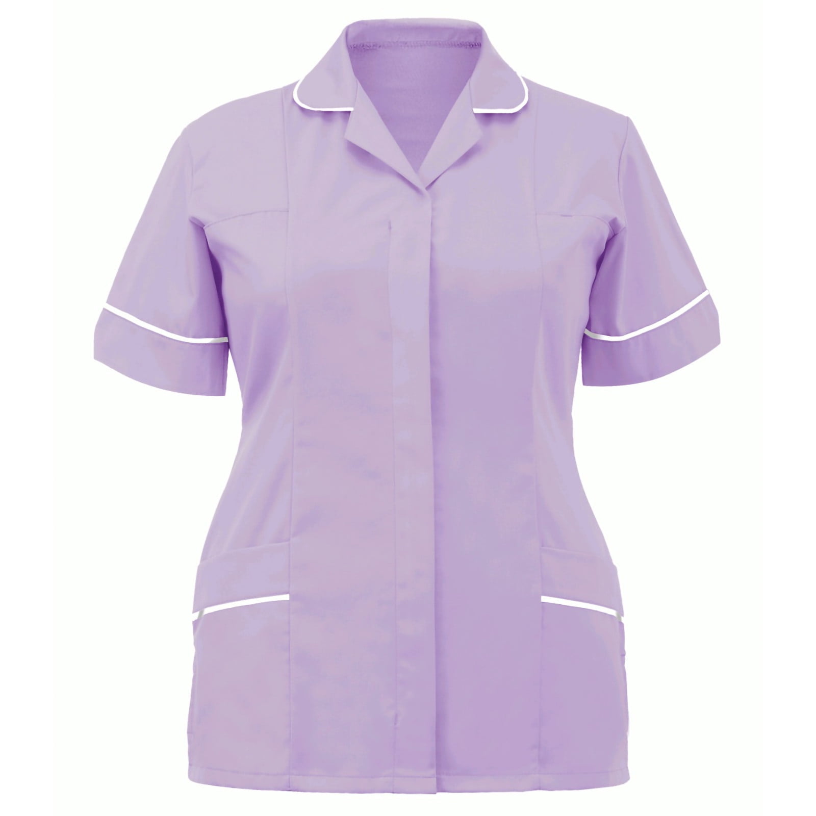 QAZXD Womens Nurses Tunic Clinic Carer Lapel Protective Clothing Tops Pink