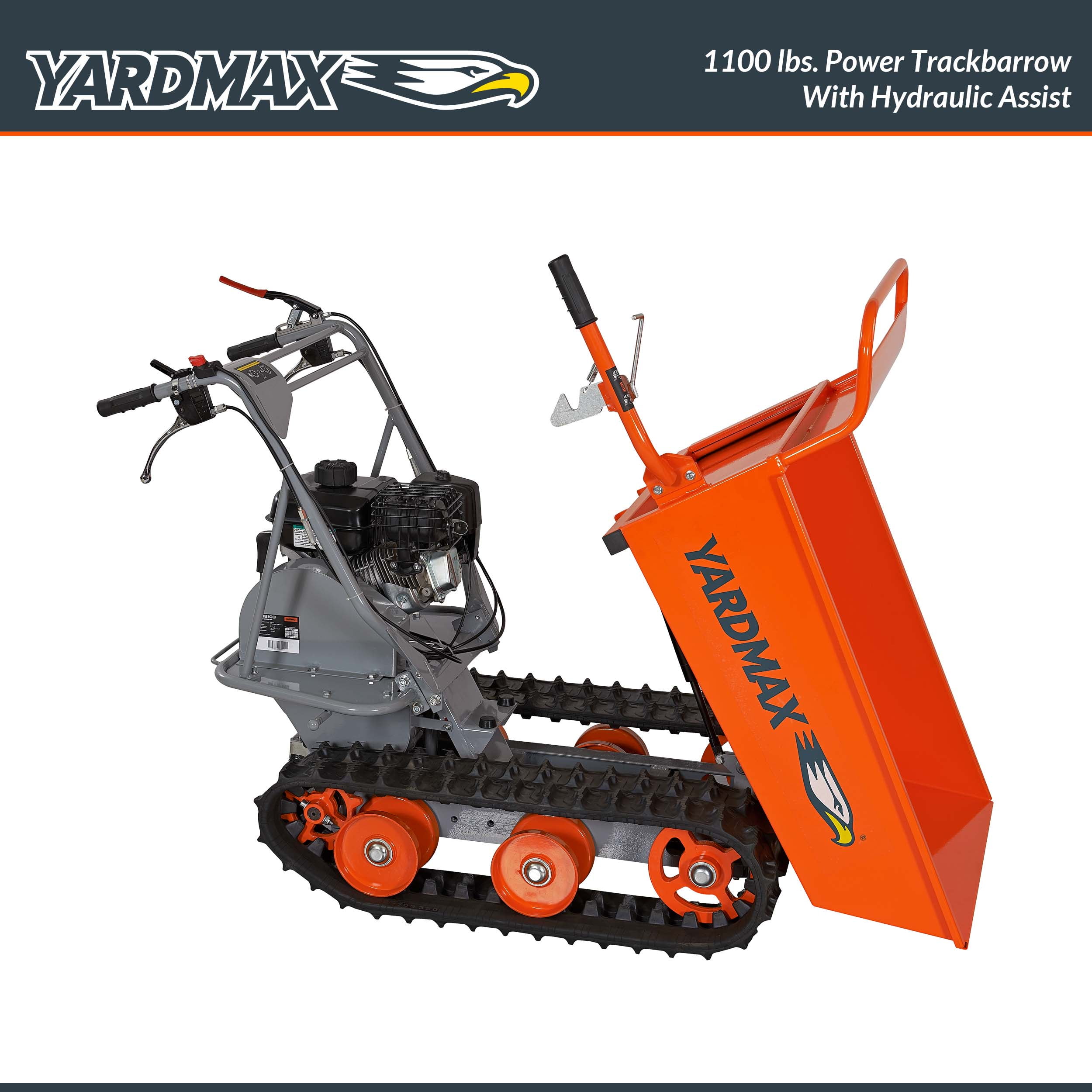 YARDMAX YD8105 Track Barrow with Hydraulic Assist, 1100 lb. Capacity, Briggs and Stratton, CR950, 6.5 hp, 208cc