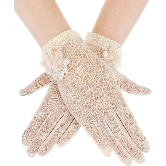 YooGuoGuo Lace Gloves Women Short Fingerless Floral Gloves for Tea Party Wedding Halloween