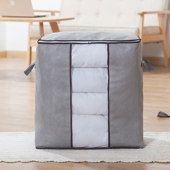 Zippered Storage Bag for Closet Comforter, Pillow, Quilt, Bedding, Clothes, Blanket Organizers with Large Clear Window & Carry Handles, Space Saver
