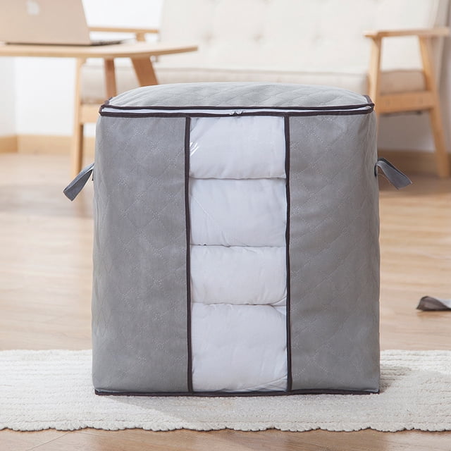 Bolsa de edredón con cremallera no tejida horizontal y vertical de gran capacidad, bolsa de almacenamiento visual para ropa de hogar, almohadas y edredones