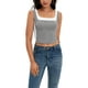 thumbnail image 2 of ATHLECHIC Camiseta sin mangas de cuello cuadrado para mujer, top corto de verano en bloques de color, gris, 2 of 5