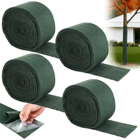 4 Rolls Tree Wraps, 4.7 in x 65.6 ft 3-layer Tree Trunk Protectors, Breathable Non-woven Plant Trunk Guards, Damaged Bark Wraps for Winter & Sun Protection, Easy to Install