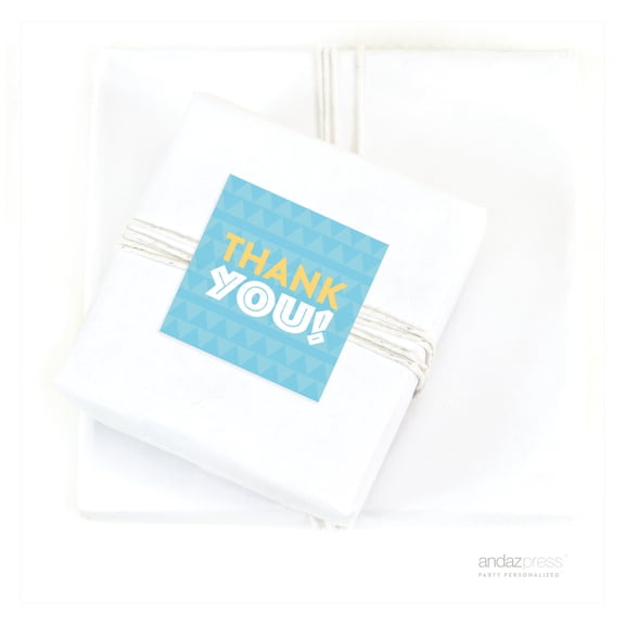 Thank You Jungle Safari Adventure Birthday Square Gift Labels, 40-Pack