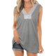 thumbnail image 1 of SAYOO , camisetas sin mangas salvajes a la moda para mujer, chaleco sin mangas con cuello en V y costuras de encaje, camisetas sueltas informales de verano para verano SAYOO  Moda, 1 of 3
