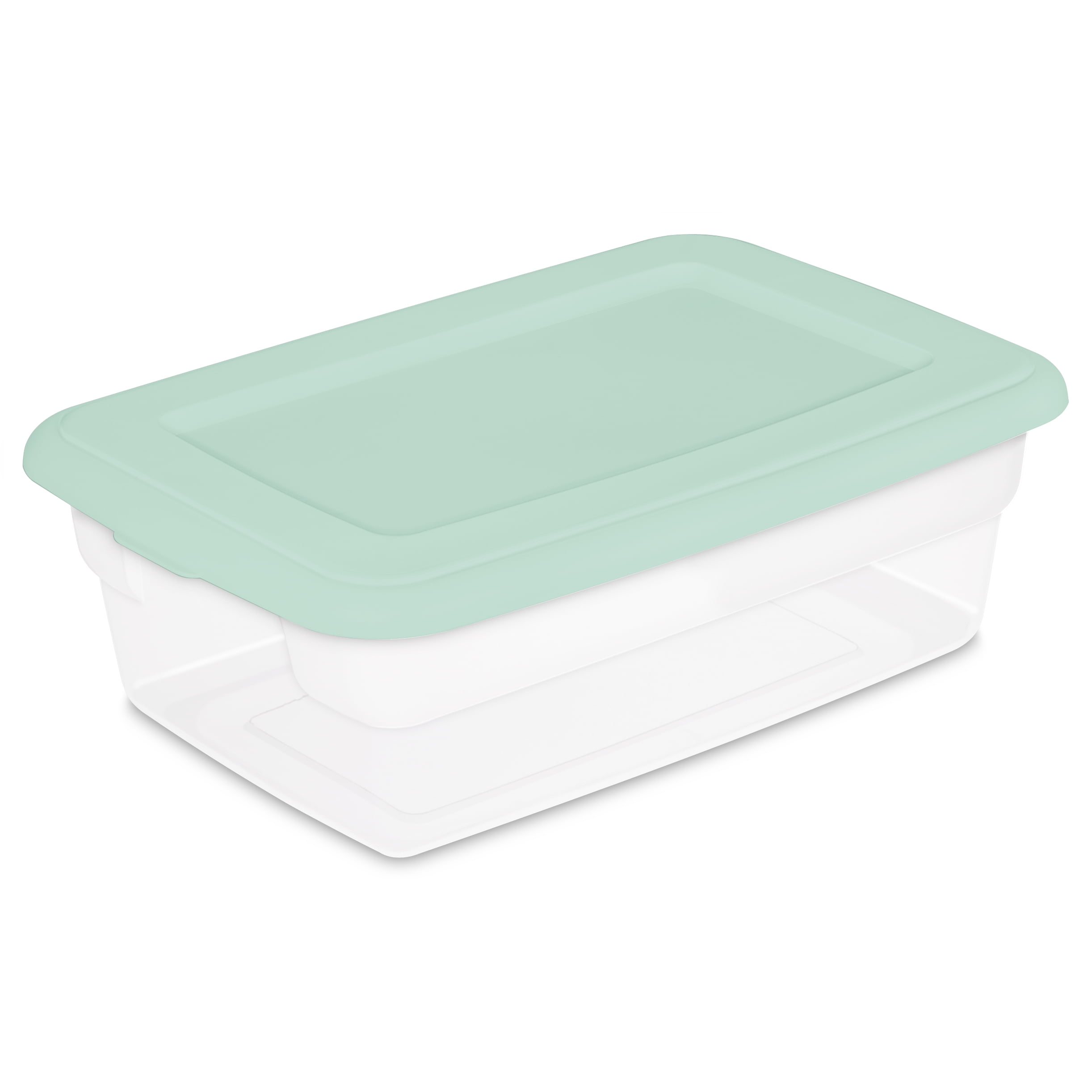 Sterilite 3 Gallon Plastic Storage Box, Clear and Green, 4 Count