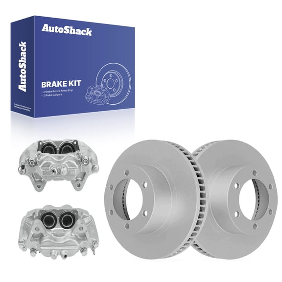AutoShack Front Vented Coated Brake Rotors   Calipers 4-PC Brake Kit Replacement for 2005-2007 Toyota Tacoma 2007 Toyota FJ Cruiser ArmorStop 12.54" (318.5 mm)