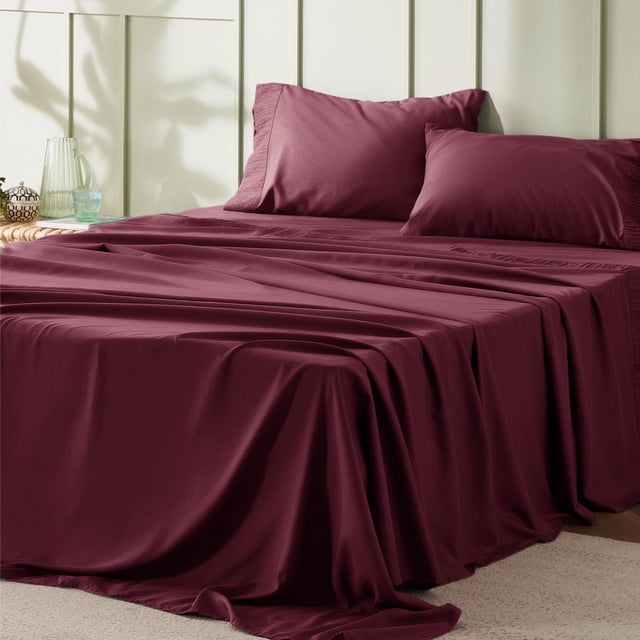Juego de sábanas Bedsure California King, 4 piezas, color burdeos