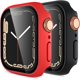 thumbnail image 1 of (2 Pack) Compatible with Apple Watch Case 45mm with Screen Protector, Full Coverage Bubble-Free Cover Defense Edge for iWatch Series 7, 45mm Black/Red, 1 of 5