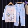 thumbnail image 5 of Pijamas de anime Sanrio para niños Kuromi Cinnamoroll Melody de manga larga Kawaii para niños, ropa de casa de estilo fino de verano para niños y niñas, 5 of 5