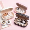 thumbnail image 2 of Contact Lens Case Cute Cartoon Design Contact Lens Case Joke Tweezers Portable Contact Lens Holder Storage Container Eye Care Kit for Home and Travel, Black Box Cat, 2 of 6