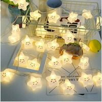 Tira de luces LED de color blanco cálido con forma de estrella para dormitorio infantil, pasillo, decoración de bodas y Navidad, funciona con pilas (20 LED)