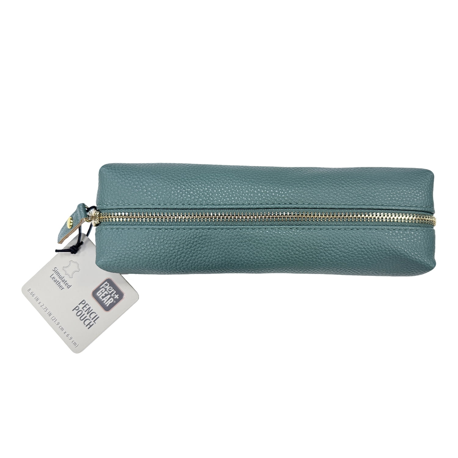 Pen+Gear Slim Teal Green PU Pencil Pouch with Zipper