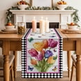 thumbnail image 2 of Table Runner 90 Inches Long for Kitchen Dining, Spring Tulips Dresser Scarf Farmhouse, Dining Table Decorations for Wedding/Parties, Colorful Flowers Botanical Butterfly Farm Wooden 13 x 90 In, 2 of 8