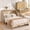 Nature Wood, variant on Puremind Queen Size Rattan Murphy Bed with Mattress, Hideaway Cabinet Bed with Charging Port and Storage Drawer for Home/Office, Black Walnut