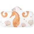 thumbnail image 5 of Yayeee Kids Hooded Towels Toddler Soft Absorbent Beach Bathing Wrap 50" x 23.5", Orange Seahorse, 5 of 5