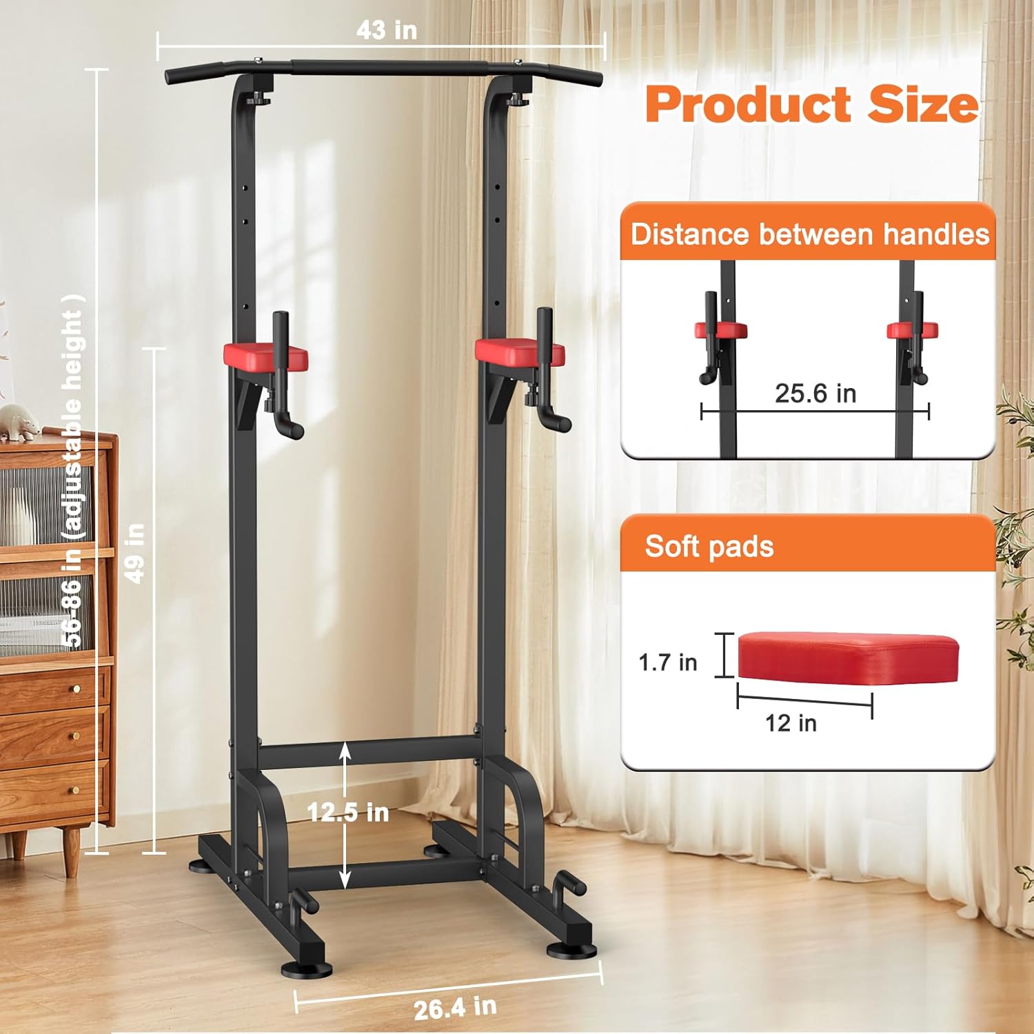 REBUILD YOUR LIFE Power Tower Pull Up Bar Station Workout Dip Station for Home Gym Strength Training Fitness Equipment