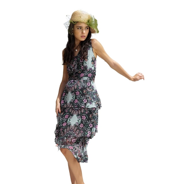 Vestido midi estampado André Badi Ellema negro 26