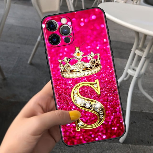 Funda de teléfono con letras de diamantes rosas para Apple iPhone 11, 7, 12, 13 Pro, XR, X, XS Max, 6, 6S, 8, 14 Plus, Funda suave a prueba de golpes, 14mini Fivean unisex