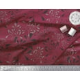 thumbnail image 3 of Soimoi Red Silk Fabric Artistic Leaves Fabric Prints By Yard 42 Inch Wide, 3 of 3