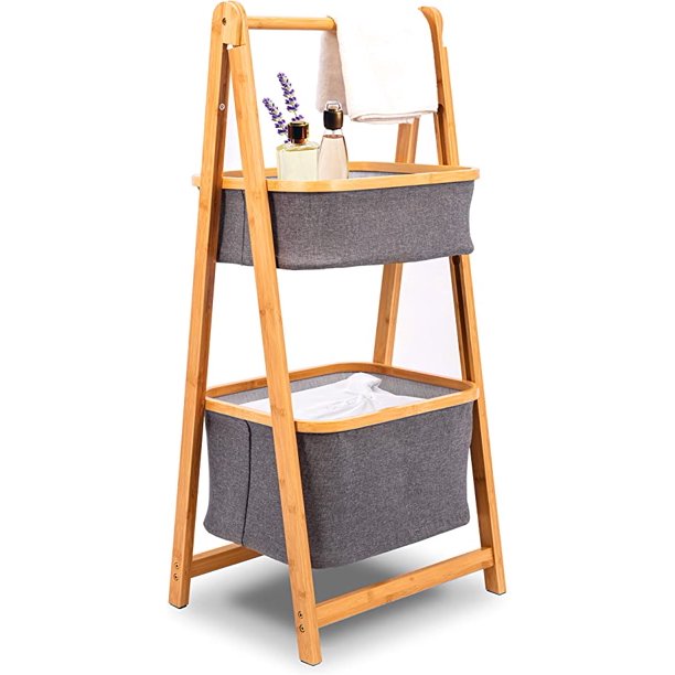 SereneLife 2 Tier Floor Standing Bathroom Storage Tower Shelf