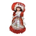 thumbnail image 4 of Muñeca de con Vestido Antiguo Y Sombrero Figura Decorativa de Colección Muñeca de Cerámica para Adultos Ornamento Artesanal Adecuada para Co Rojo burdeos, 4 of 10