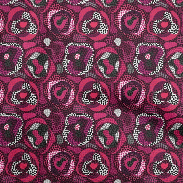 oneOone Rayon Magenta Fabric Abstract Sewing Material Print Fabric By The Yard 56 Inch Wide
