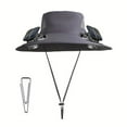 thumbnail image 3 of Wide Brim Solar Fan Outdoor Fishing Hat-Solar & Usb Charging,Solar Fan Hats for Men with Two Adjustable and Detachable Small Fan Built in,High Efficiency,Energy Saving,Long Battery Life,Gray, 3 of 5