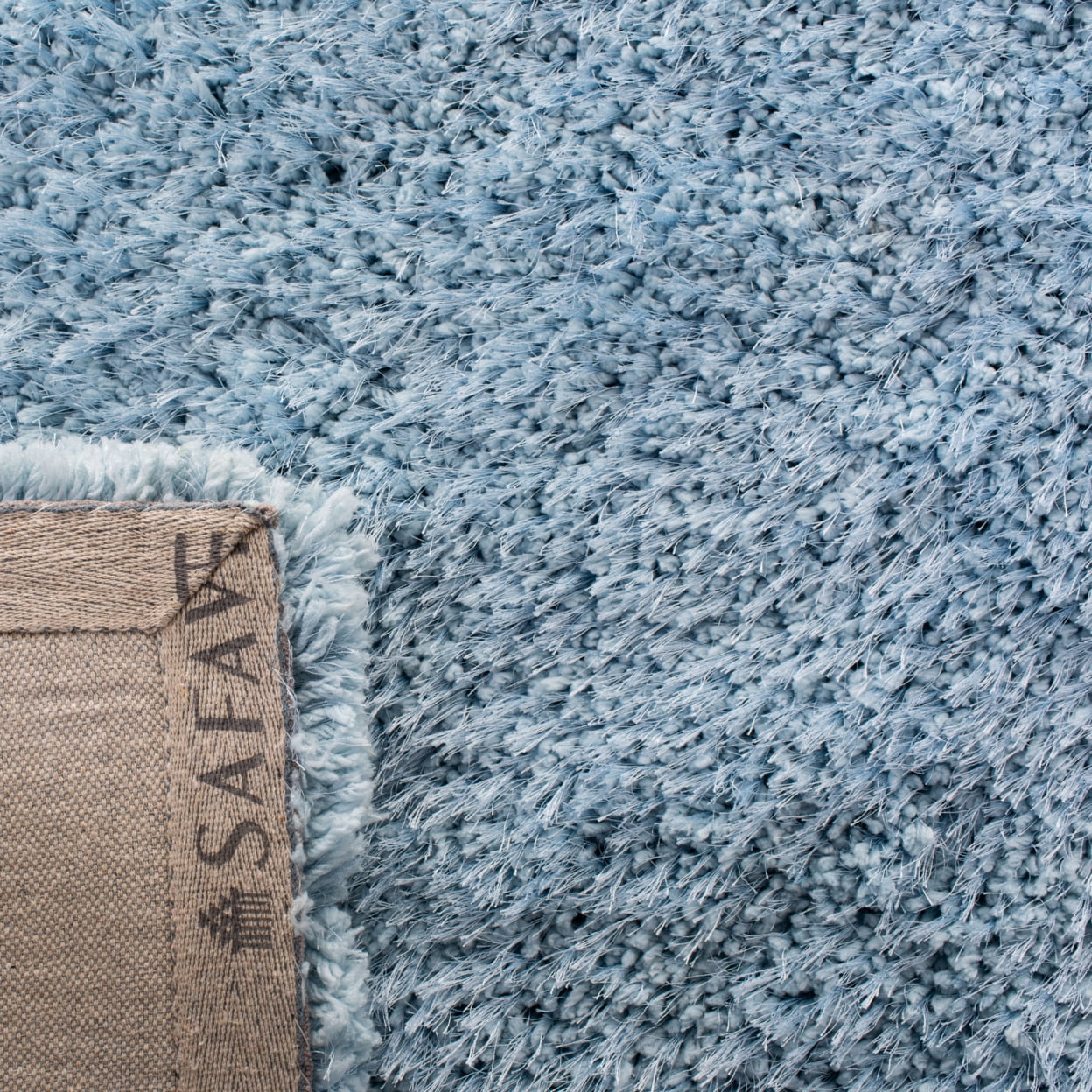 SAFAVIEH Supreme Charlton Solid Plush Polyester Shag Area Rug, Light Blue, 3' x 5'