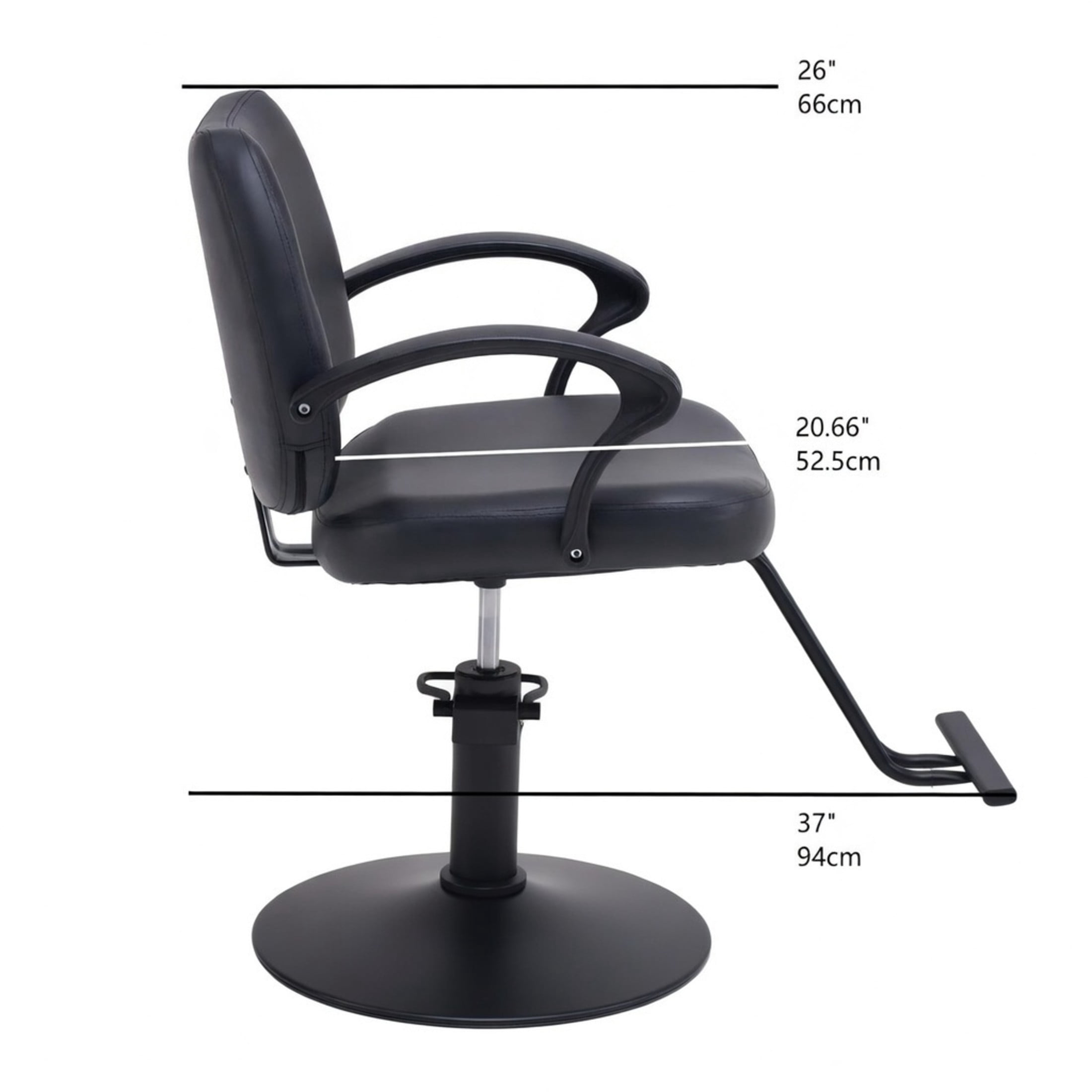 Noble House Hydraulic Barber Styling Chair, Adjustable Height, PU Upholstery, Black