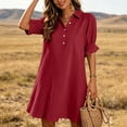 thumbnail image 2 of Byworldtasic Womens Summer Shirt Dress 2026 Ruffle Short Sleeve Button Down Flowy Swing Shift Mini Dresses, 2 of 8