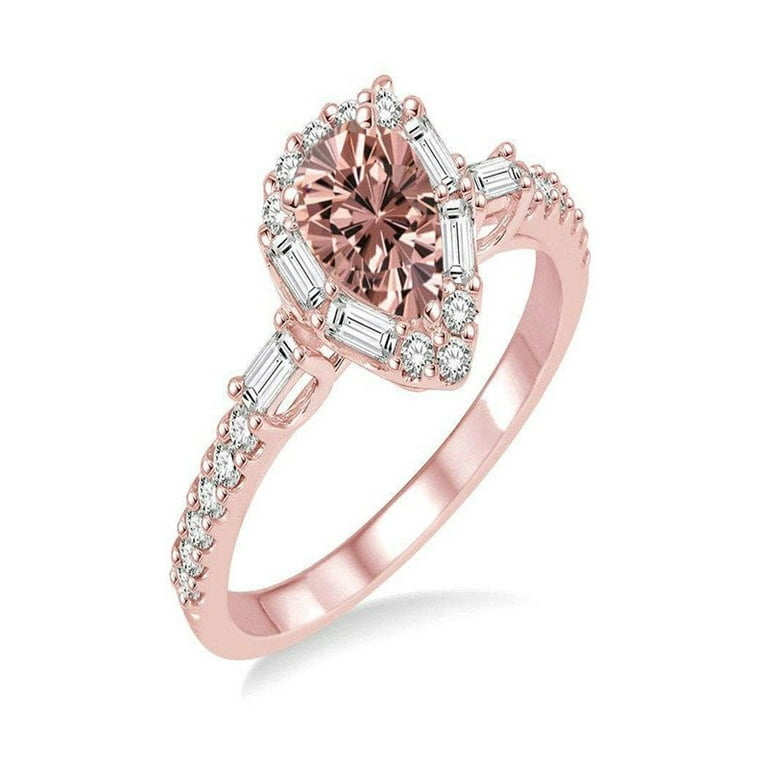Carat Pear Morganite and Diamond Engagement Ring for Women in