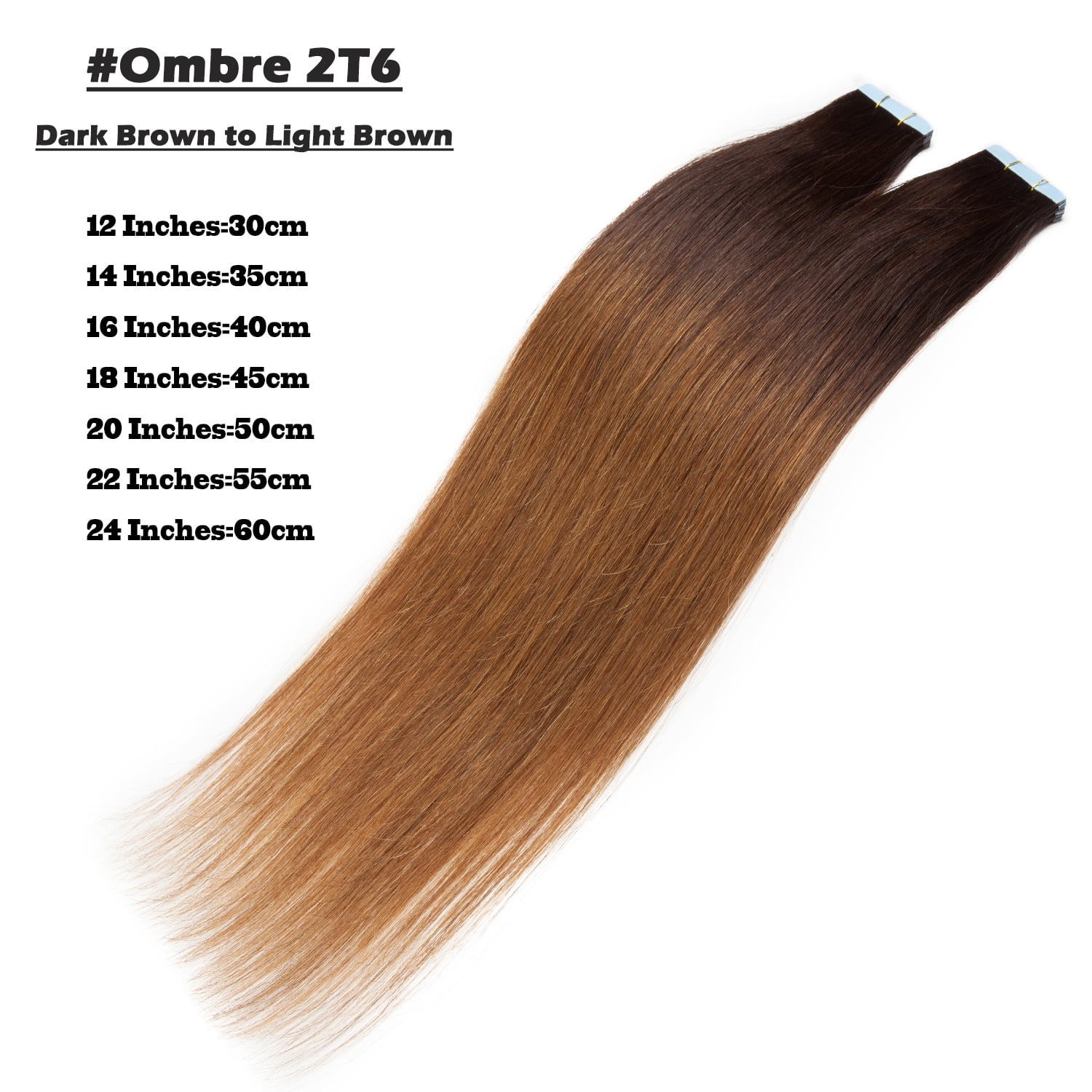 Benehair Tape In 100% Real Remy Human Hair Extensions Seamless Skin Weft Thick Glue Straight Women 10-20pcs 18inch Ombre Brown