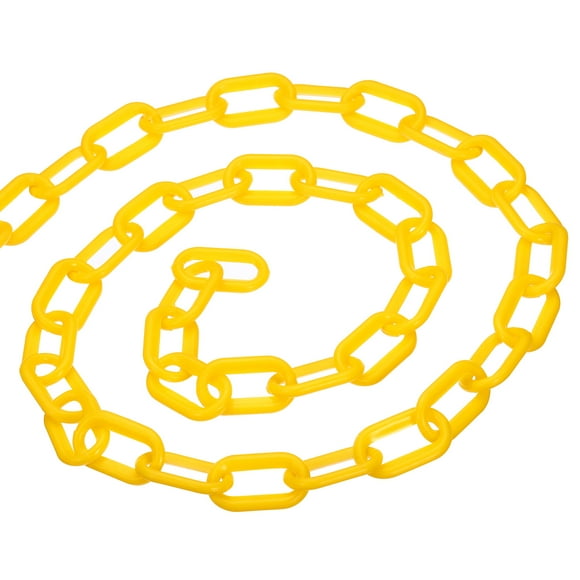 Unique Bargains 0.2' Diameter 20Ft Length Plastic Chain Barrier, Safety Link Chain Stanchion for Crowd Control, Yellow
