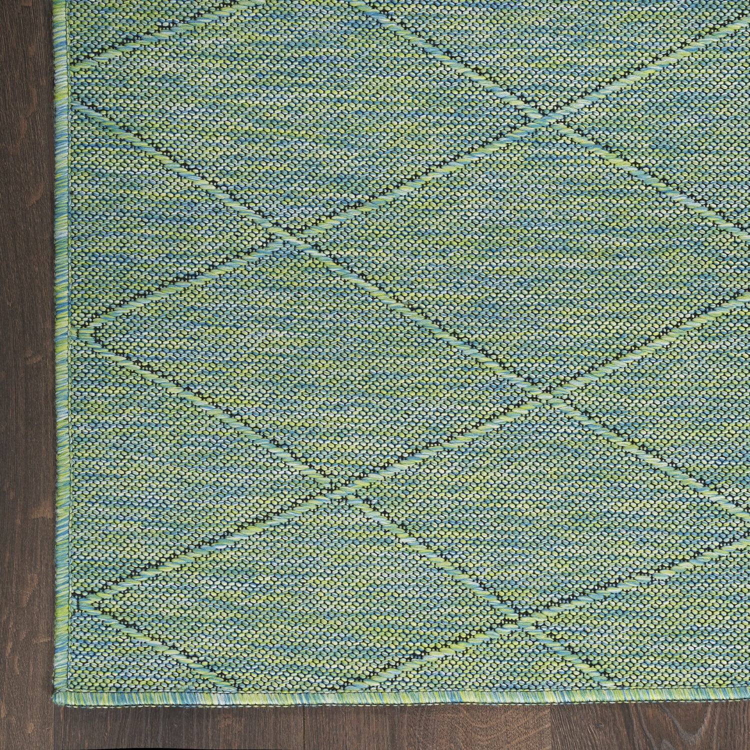 Nourison Practical Solutions Outdoor Blue Green 2'2" x 8' Area Rug (2x8)