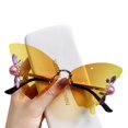 thumbnail image 4 of xiaxaixu Butterfly Shape Rhinestone Sunglasses Personalized Exaggerated Sunglasses UV400 Protection Polarized Sunglasses for Women, 4 of 5